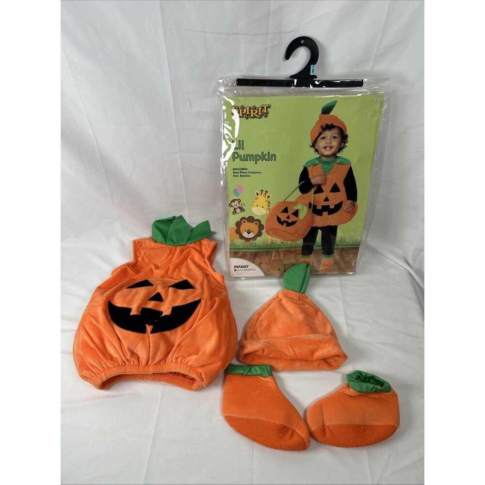 Spirit Lil Pumpkin Costume Infant 6-12 Months Hat Booties Costume Halloween